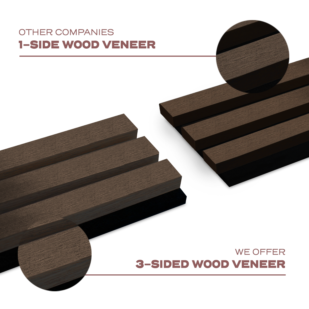 Acoustic Slat Wall Panel | Smoked Oak | Premium 3-sided Wood Veneer