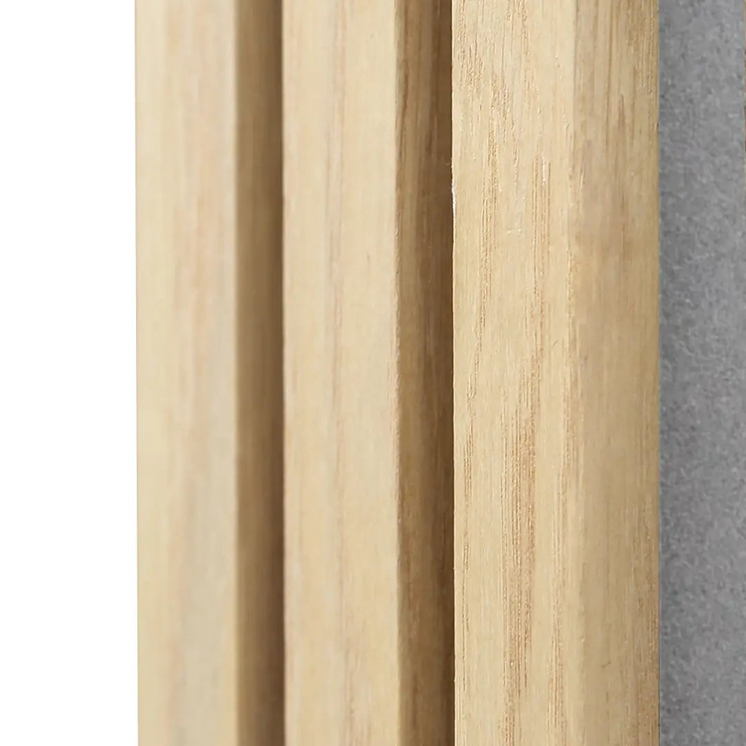 Acoustic Slat Wall Panel | Natural Oak with Gray Felt | Premium 3-sided Wood Veneer