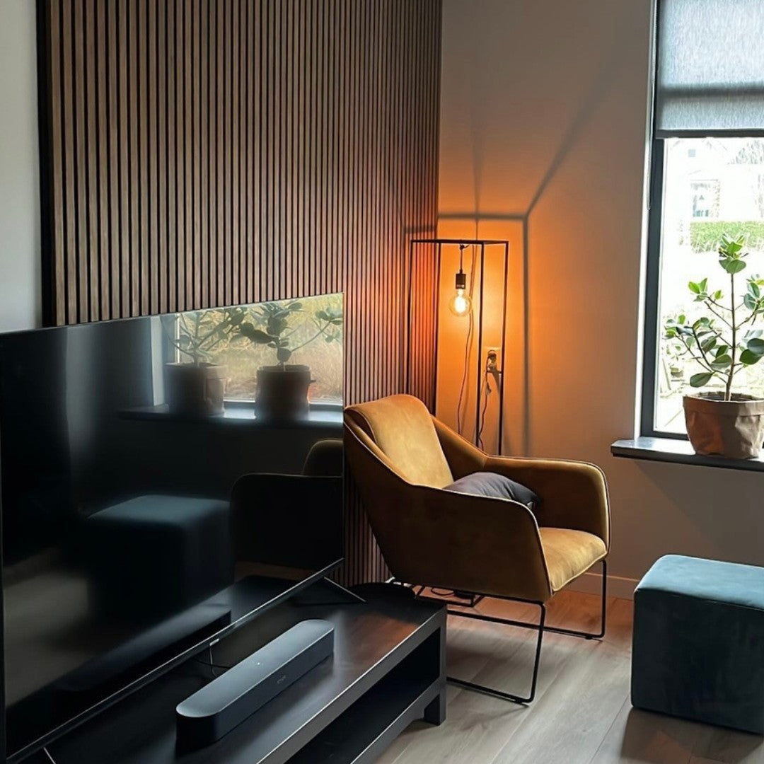 Acoustic Slat Wall Panel | Smoked Oak | Premium 3-sided Wood Veneer