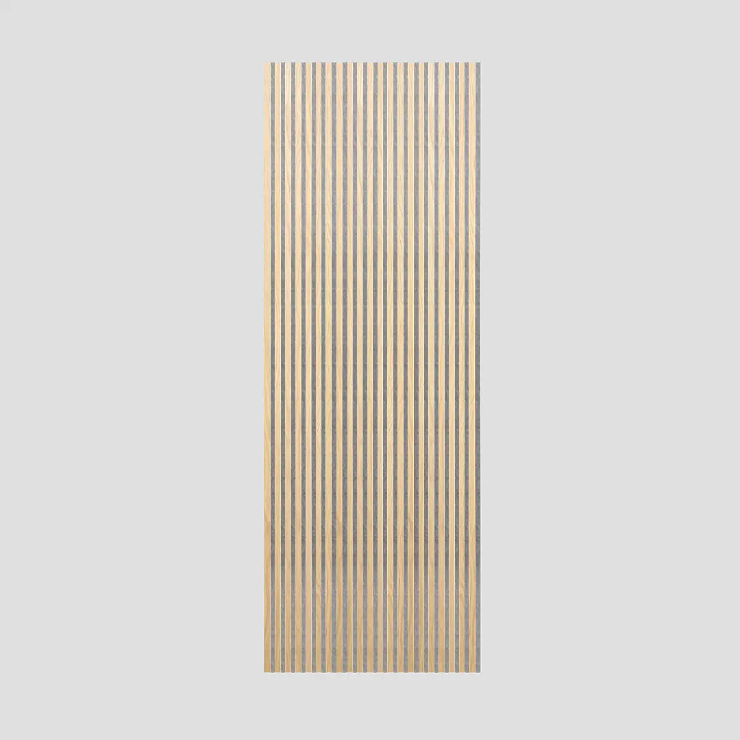 Acoustic Slat Wall Panel | Natural Oak with Gray Felt | Premium 3-sided Wood Veneer