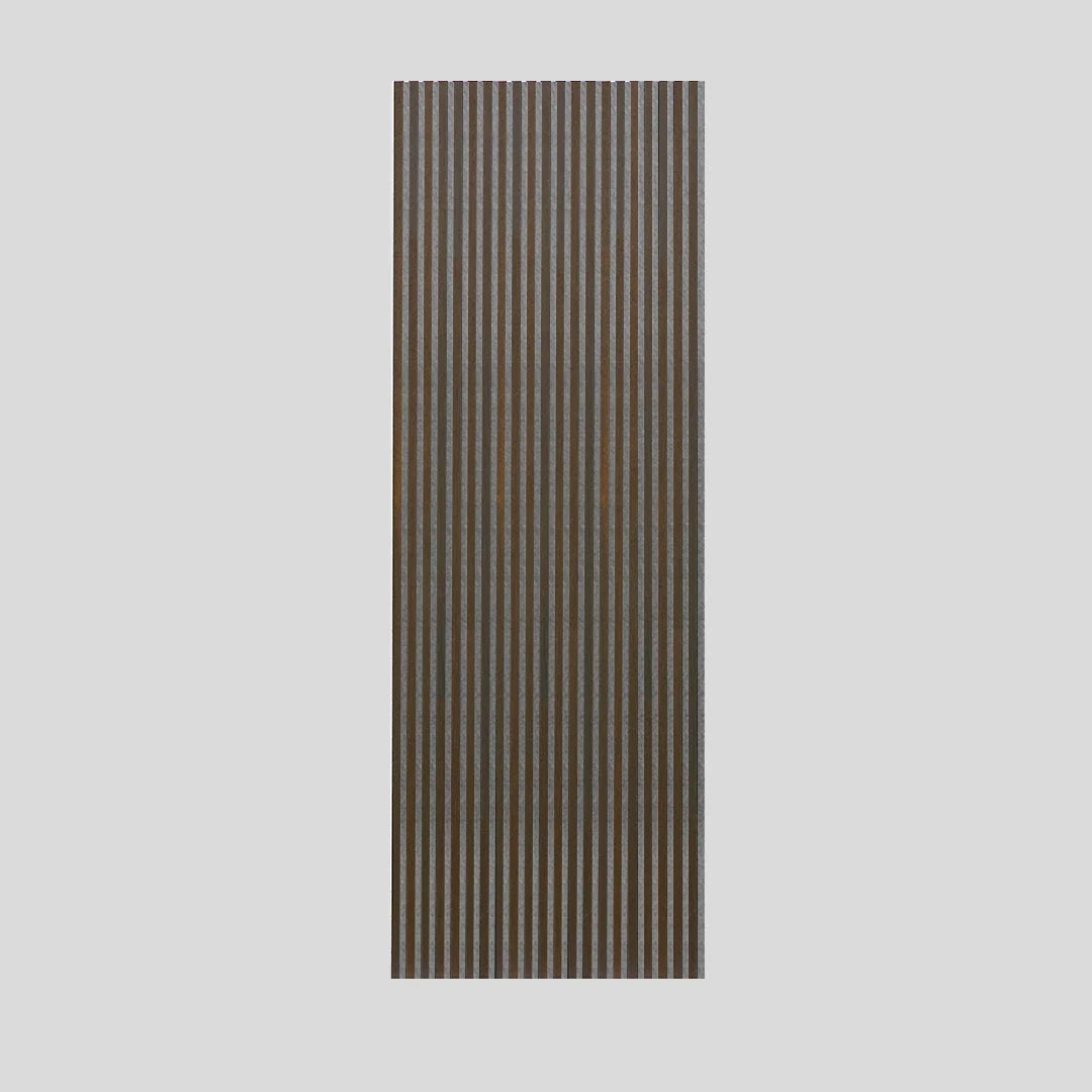 Acoustic Slat Wall Panel XL 300 cm | Smoked Oak with Gray Felt | Premium 3-sided Wood Veneer