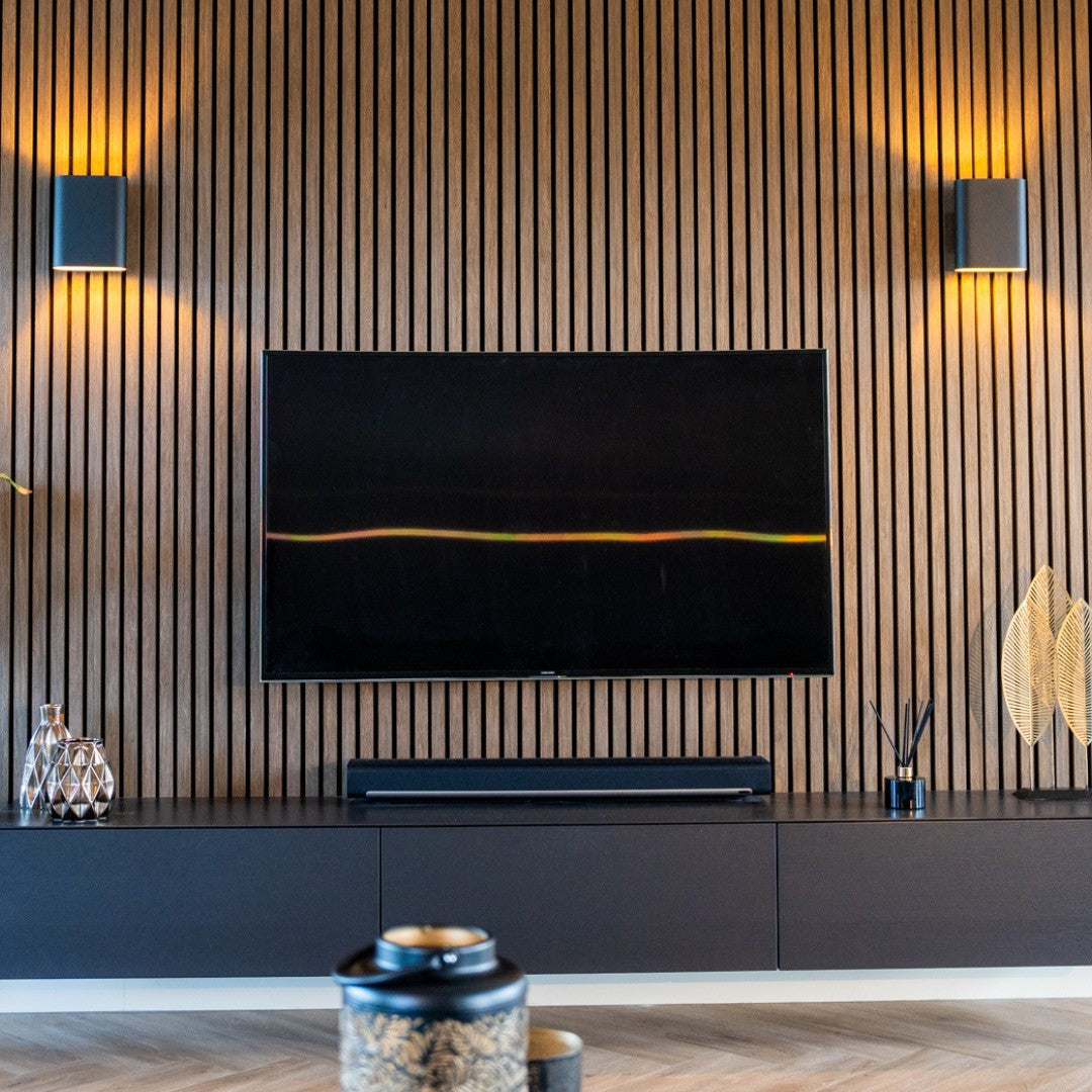 Acoustic Slat Wall Panel | Walnut | Premium 3-sided Wood Veneer
